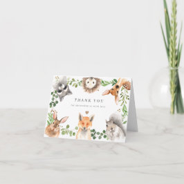 Tarjeta De Agradecimiento Woodland Animals Baby Shower Thank You Card