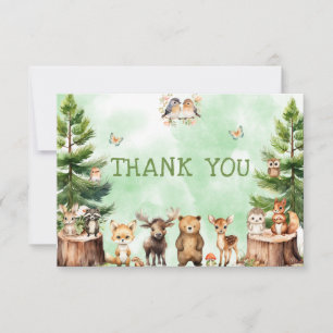 Tarjeta De Agradecimiento Woodland Animals Berryflower Baby Shower Gracias