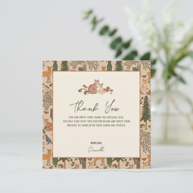 Tarjeta De Agradecimiento Woodland Animals Boy Baby Shower (Anverso de pie)