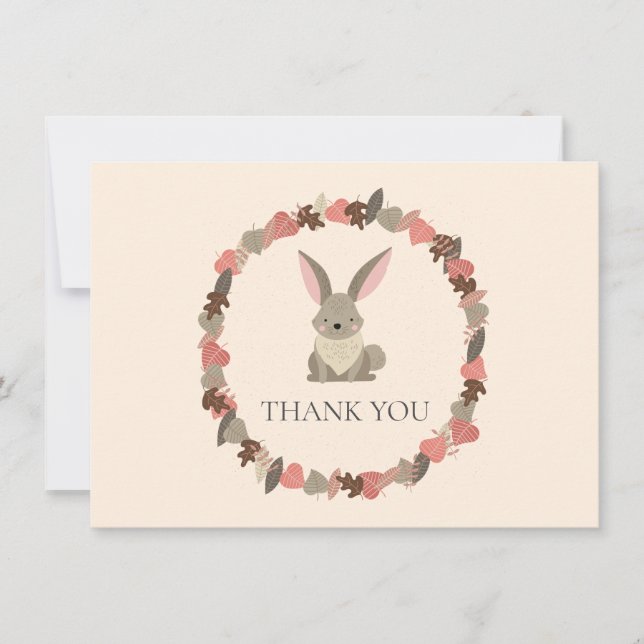 Tarjeta De Agradecimiento Woodland Animals Bunny Gracias (Anverso)