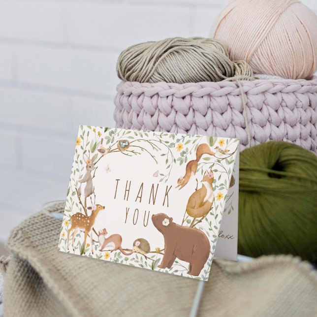 Tarjeta De Agradecimiento Woodland Animals Forest Friends Baby Shower (Subido por el creador)