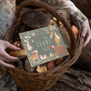Tarjeta De Agradecimiento Woodland Animals Forest Friends Baby Shower