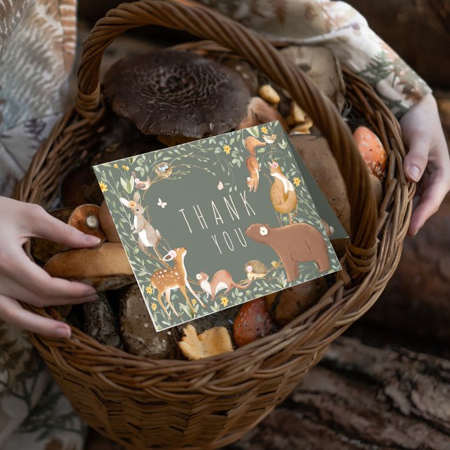 Tarjeta De Agradecimiento Woodland Animals Forest Friends Baby Shower (Subido por el creador)