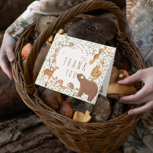 Tarjeta De Agradecimiento Woodland Animals Forest Friends Baby Shower