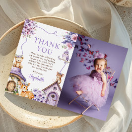 Tarjeta De Agradecimiento Woodland Animals Girl 1st Birthday Party Photo