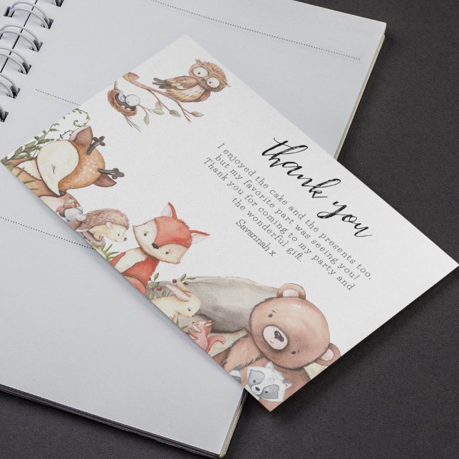 Tarjeta De Agradecimiento Woodland Animals Niños Fiesta de cumpleaños (Subido por el creador)