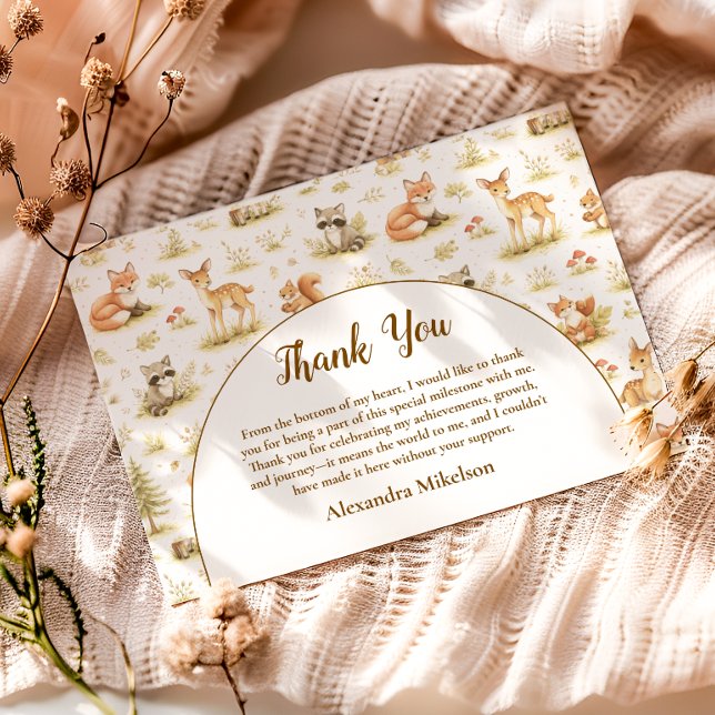 Tarjeta De Agradecimiento Woodland Animals Wild One Birthday (Subido por el creador)