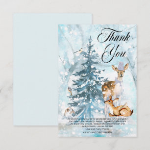 Tarjeta De Agradecimiento Woodland Animals Winter Boy Baby Shower