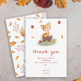 Tarjeta De Agradecimiento Woodland Autumn Baby Fox Baby Shower