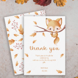 Tarjeta De Agradecimiento Woodland Autumn Baby Fox Baby Shower
