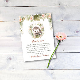 Tarjeta De Agradecimiento Woodland Baby con Cute Hedgehog