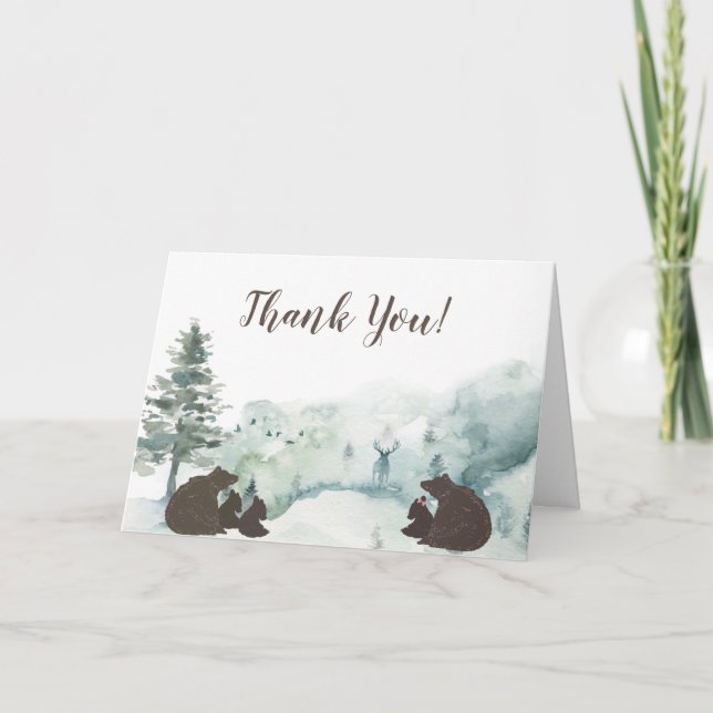 Tarjeta De Agradecimiento Woodland Bear Gracias (Anverso)