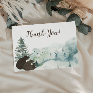 Tarjeta De Agradecimiento Woodland Bear Gracias Momma & Pappa