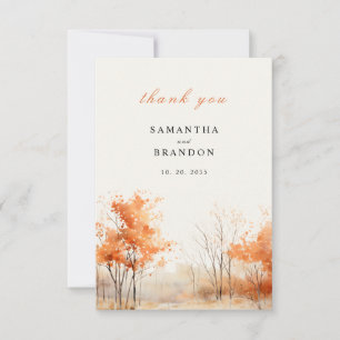 Tarjeta De Agradecimiento Woodland. Bosque en colores de otoño boda Gracias