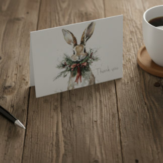 Tarjeta De Agradecimiento Woodland Bunny Christmas Thank You Card
