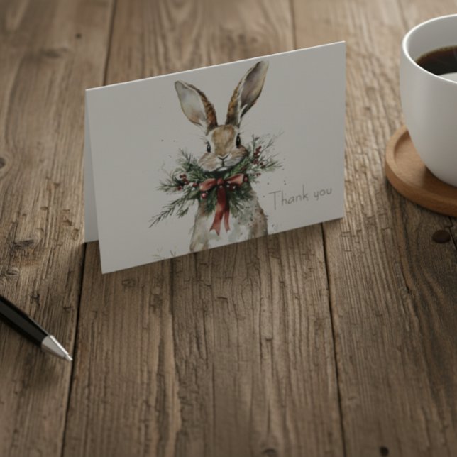 Tarjeta De Agradecimiento Woodland Bunny Christmas Thank You Card (Subido por el creador)