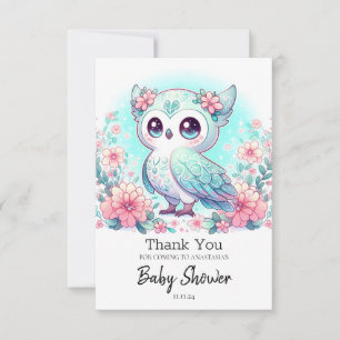 Tarjeta De Agradecimiento Woodland Cute Owl Baby Shower