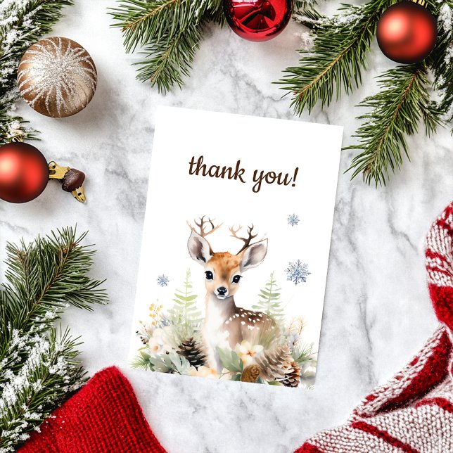 Tarjeta De Agradecimiento Woodland Deer Animal Baby Shower (Woodland Deer Animal Baby Shower Thank You Card)