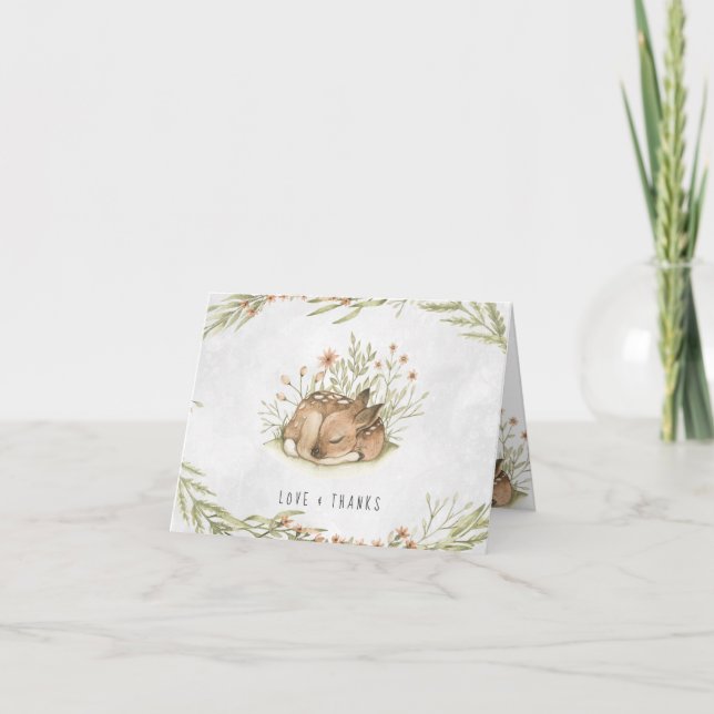 Tarjeta De Agradecimiento Woodland Deer | Forest Baby Shower Thank You (Anverso)