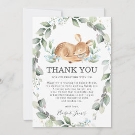 Tarjeta De Agradecimiento Woodland Deer Rustic Greenery Boy Baby Shower