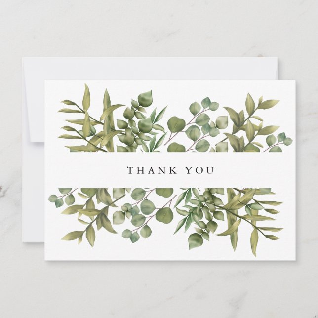 Tarjeta De Agradecimiento Woodland Eucalyptus Greenery Boda (Anverso)