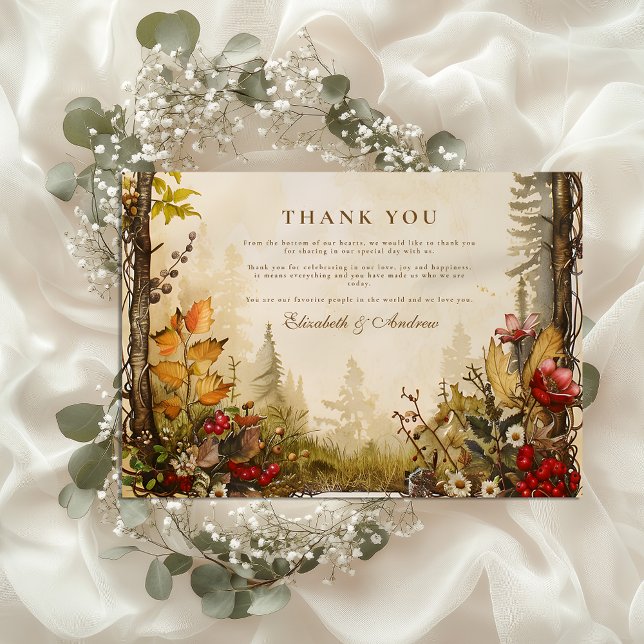 Tarjeta De Agradecimiento Woodland Fall Forest Boda (Subido por el creador)