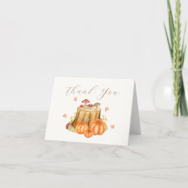 Tarjeta De Agradecimiento Woodland Fall Pumpkin Mushroom Baby Shower