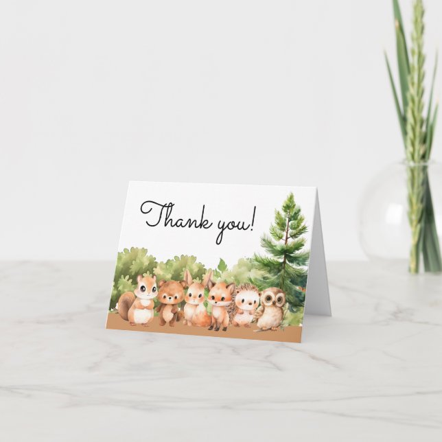 Tarjeta De Agradecimiento Woodland Forest Animal Baby Shower (Anverso)