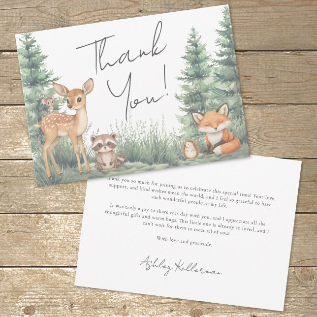 Tarjeta De Agradecimiento Woodland Forest Animals Adventure Baby Shower (Woodland Forest Animals Adventure Baby Shower Thank You Card )