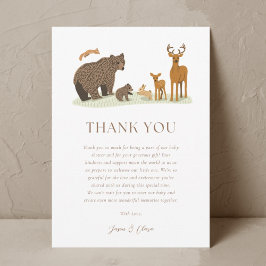 Tarjeta De Agradecimiento Woodland Forest Animals Baby Shower