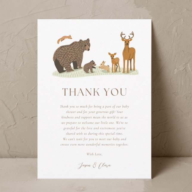 Tarjeta De Agradecimiento Woodland Forest Animals Baby Shower (Subido por el creador)