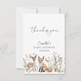 Tarjeta De Agradecimiento Woodland Forest Animals Baby Shower