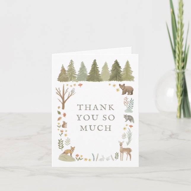 Tarjeta De Agradecimiento Woodland Forest Animals Baby Shower (Anverso)
