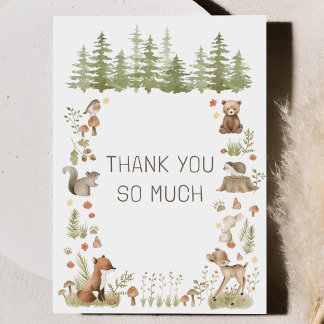 Tarjeta De Agradecimiento Woodland Forest Animals Baby Shower Thank You Card