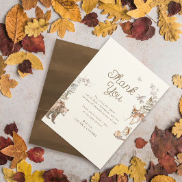 Tarjeta De Agradecimiento Woodland Forest Animals Gender Neutral Baby Shower
