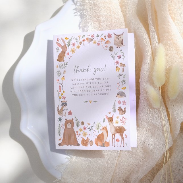 Tarjeta De Agradecimiento Woodland Forest Animals Gender Neutral Baby Shower (Subido por el creador)
