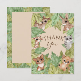Tarjeta De Agradecimiento Woodland Forest Animals Greenery Baby Shower