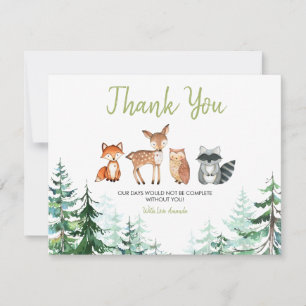 Tarjeta De Agradecimiento Woodland Forest Baby Shower