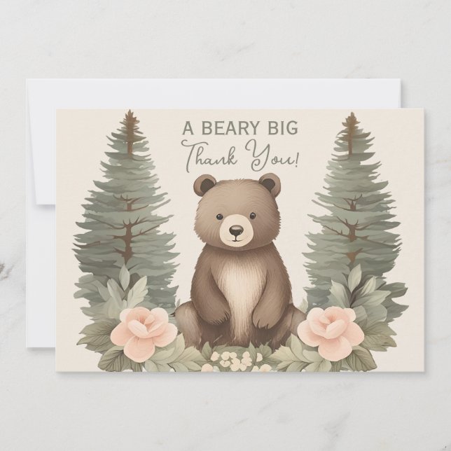 Tarjeta De Agradecimiento Woodland Forest Bear (Anverso)