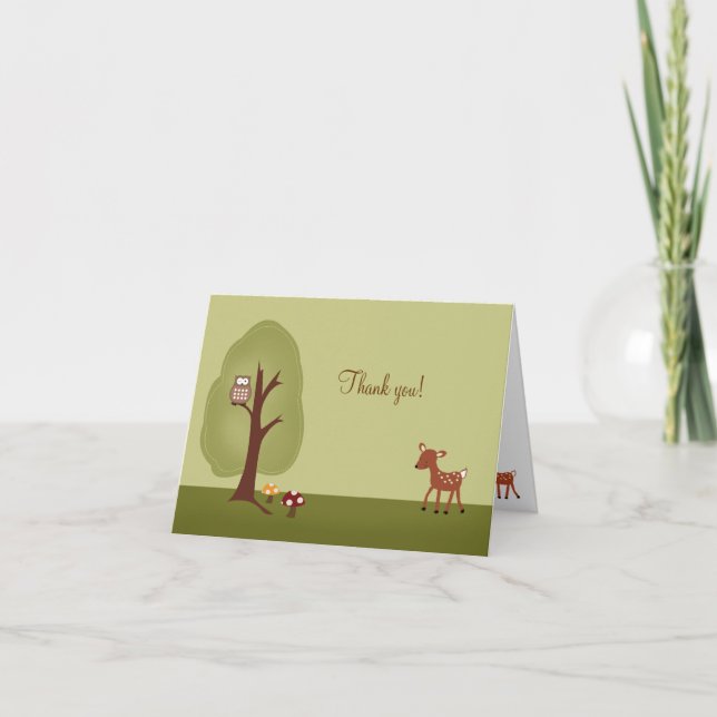 Tarjeta De Agradecimiento WOODLAND Forest Deer Folded (Anverso)
