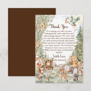 Tarjeta De Agradecimiento Woodland Forest Neutral Baby Shower