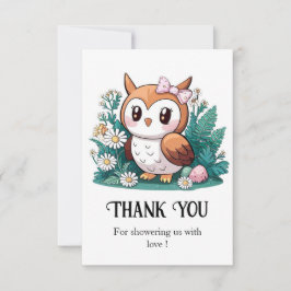 Tarjeta De Agradecimiento Woodland Forest Owl Baby Shower