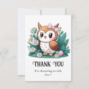 Tarjeta De Agradecimiento Woodland Forest Owl Baby Shower