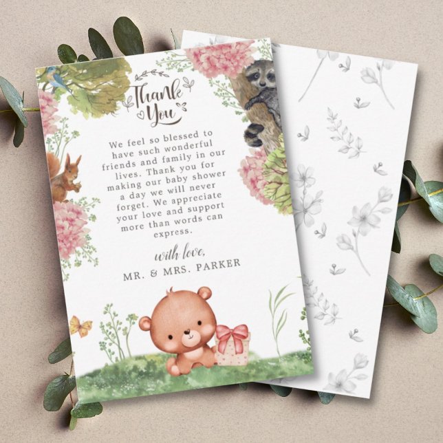 Tarjeta De Agradecimiento Woodland Fortheast Cute Bear Animal Baby Shower (Subido por el creador)