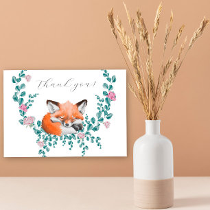 Tarjeta De Agradecimiento Woodland Fox en Bloom - Bebé ducha gracias