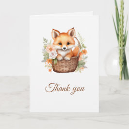 Tarjeta De Agradecimiento Woodland Fox Watercolor Florals Folded