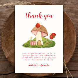 Tarjeta De Agradecimiento Woodland Ladybug Mushroom Baby Shower