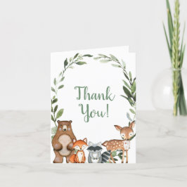 Tarjeta De Agradecimiento Woodland lindos animales del bosque amigos vegetac