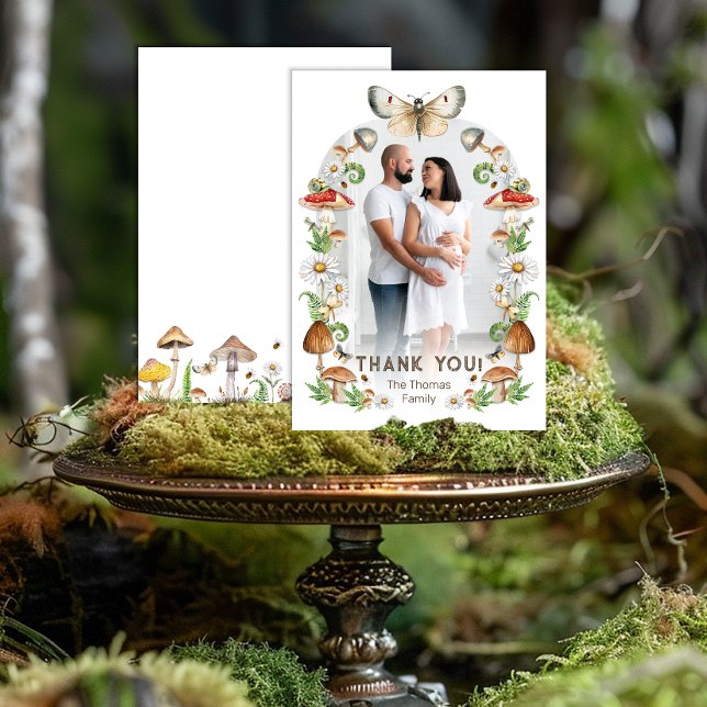 Tarjeta De Agradecimiento Woodland Mushroom Baby Shower Photo (Woodland Thank You Card)