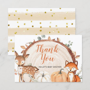 Tarjeta De Agradecimiento Woodland Oh Boy Pumpkin Baby Shower Gracias Tarjet